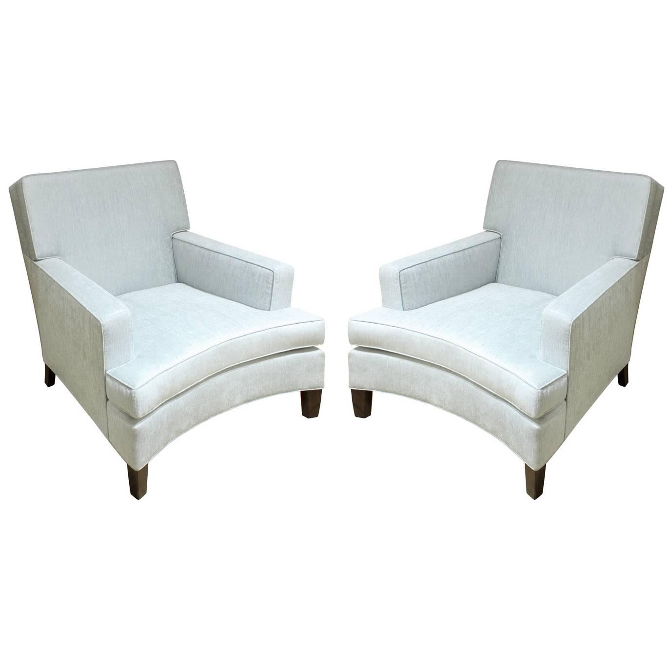Elegant Club Chairs with Curved Fronts