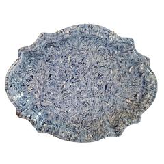 19th Century French Blue Marbelized Platter from Apt