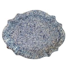 19th Century French Blue Marbelized Platter from Apt