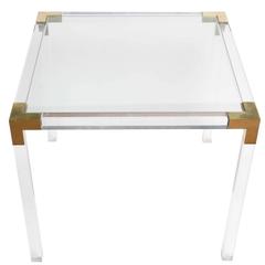 Lucite and Brass Side Table