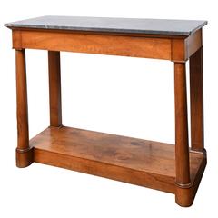 French Empire Walnut and Marble Console