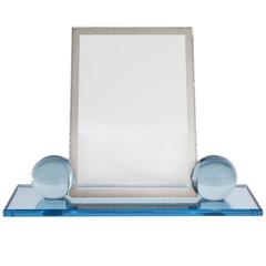 Art Deco Machine Age Pale Blue Glass Ball and Mirror Picture Frame