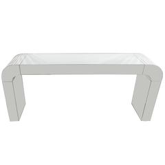 Mid-Century Modernist Fully Mirrored Waterfall Console Table 10