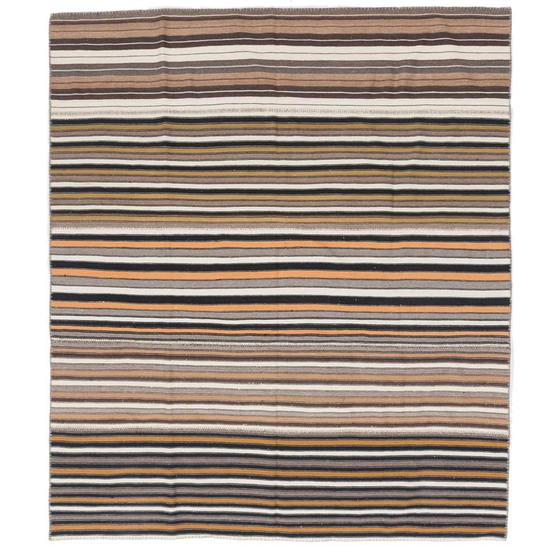Striped Wool Anatolian Kilim, FlatWoven Rug For Sale at 1stdibs