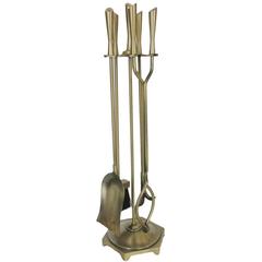 High Mid-Century Style Brass Fireplace Tools