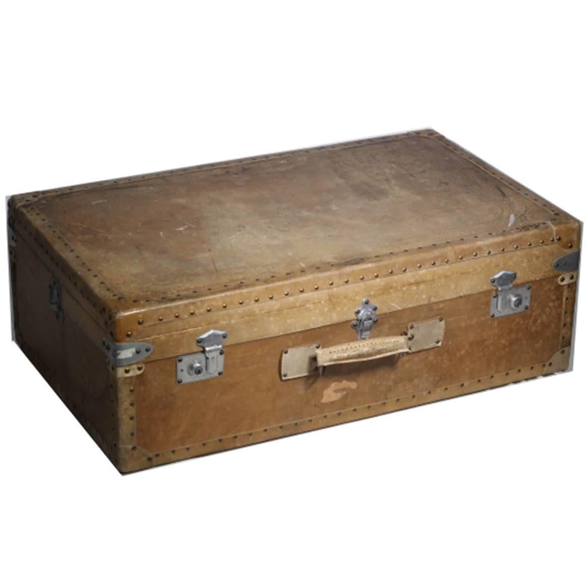 Early 20th Century Pig Vellum Suitcase