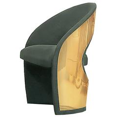 Brad Chair Polished Brass Back and Velvet Upholstery Fabric 6