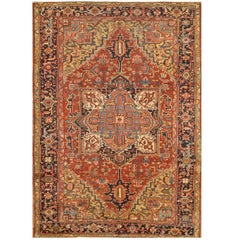 Room Size Antique Persian Heriz Rug