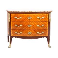 French Antique Inlaid Bombe Commode