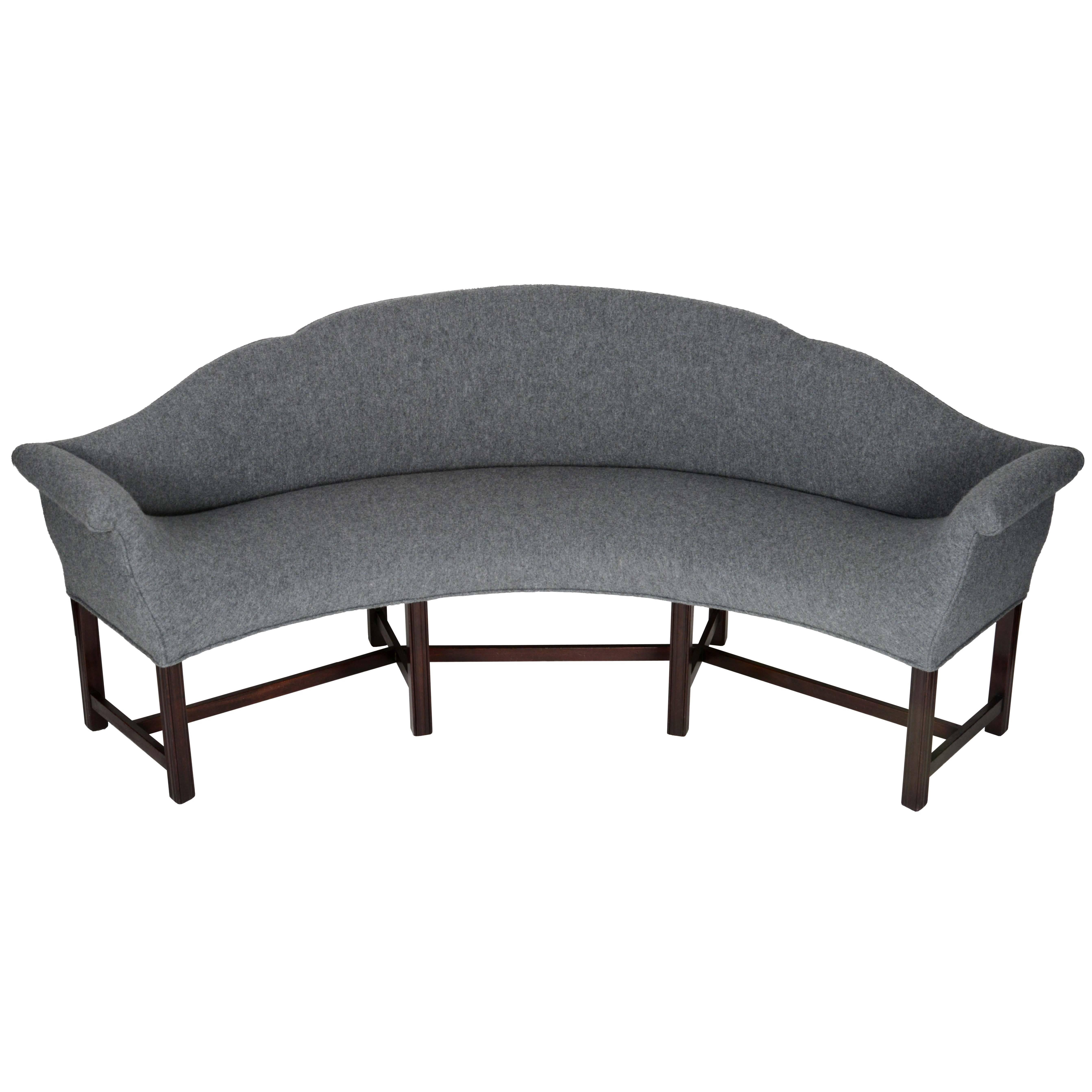 Curved 1920s Sofa in Boiled Wool