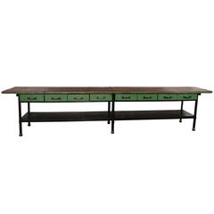 Long Green Work Table 6