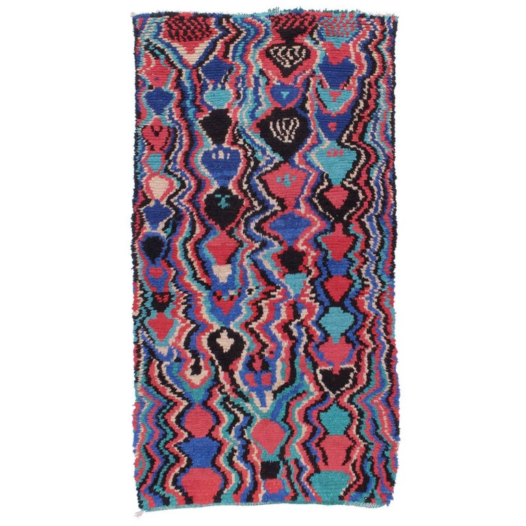Psychedelic Azilal Berber Moroccan Rug For Sale