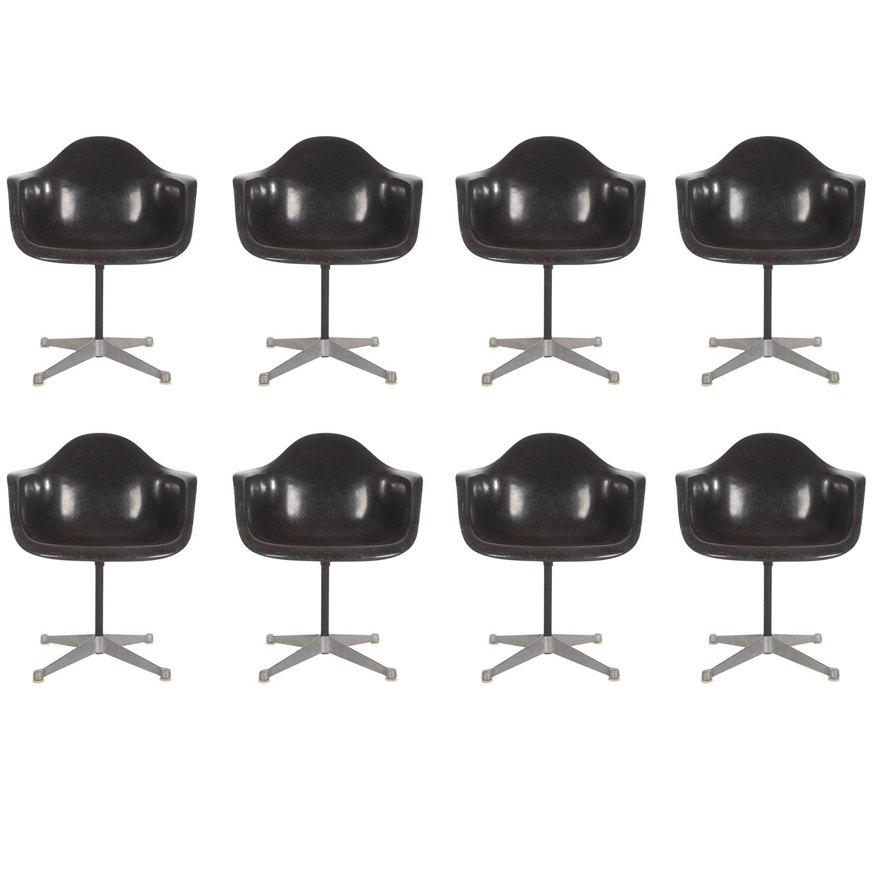 Jet Black Mid-Century Eames for Herman Miller Fiberglass Dining Chairs