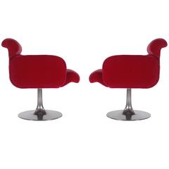 Mid-Century Modern Red Swivel Lounge Chairs with Tulip Bases by Stendig 11