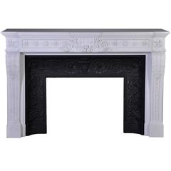 "Juliette Récamier", Louis XVI Style Fireplace in Carrara White P Marble