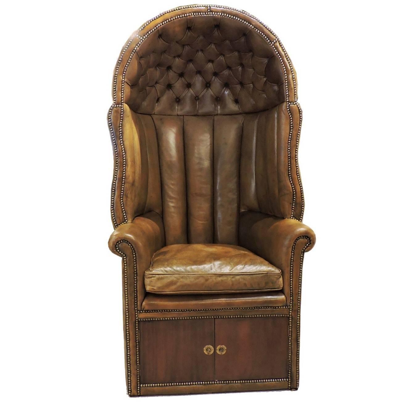 Leather French Regency Style Porter's Chair For Sale