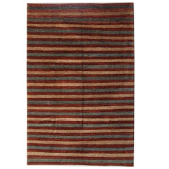 Modern Striped Rug Contemporary Oriental Rugs, Hand woven Carpet for Sale