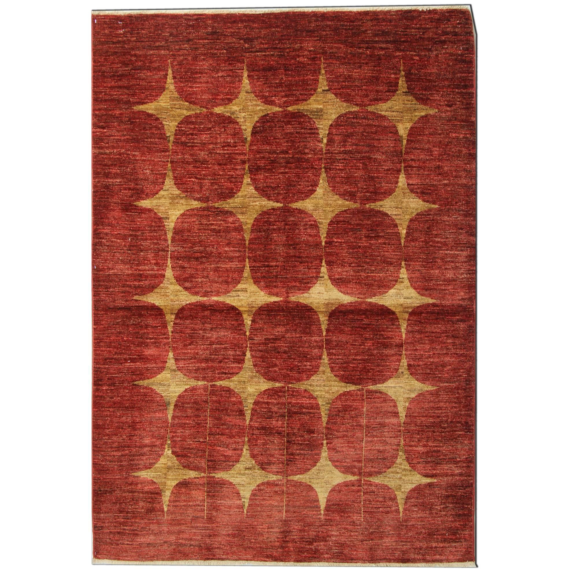 Moderne moderne Teppiche Orange Feine zeitgenössische Teppiche, Teppich aus Afghanistan im Angebot