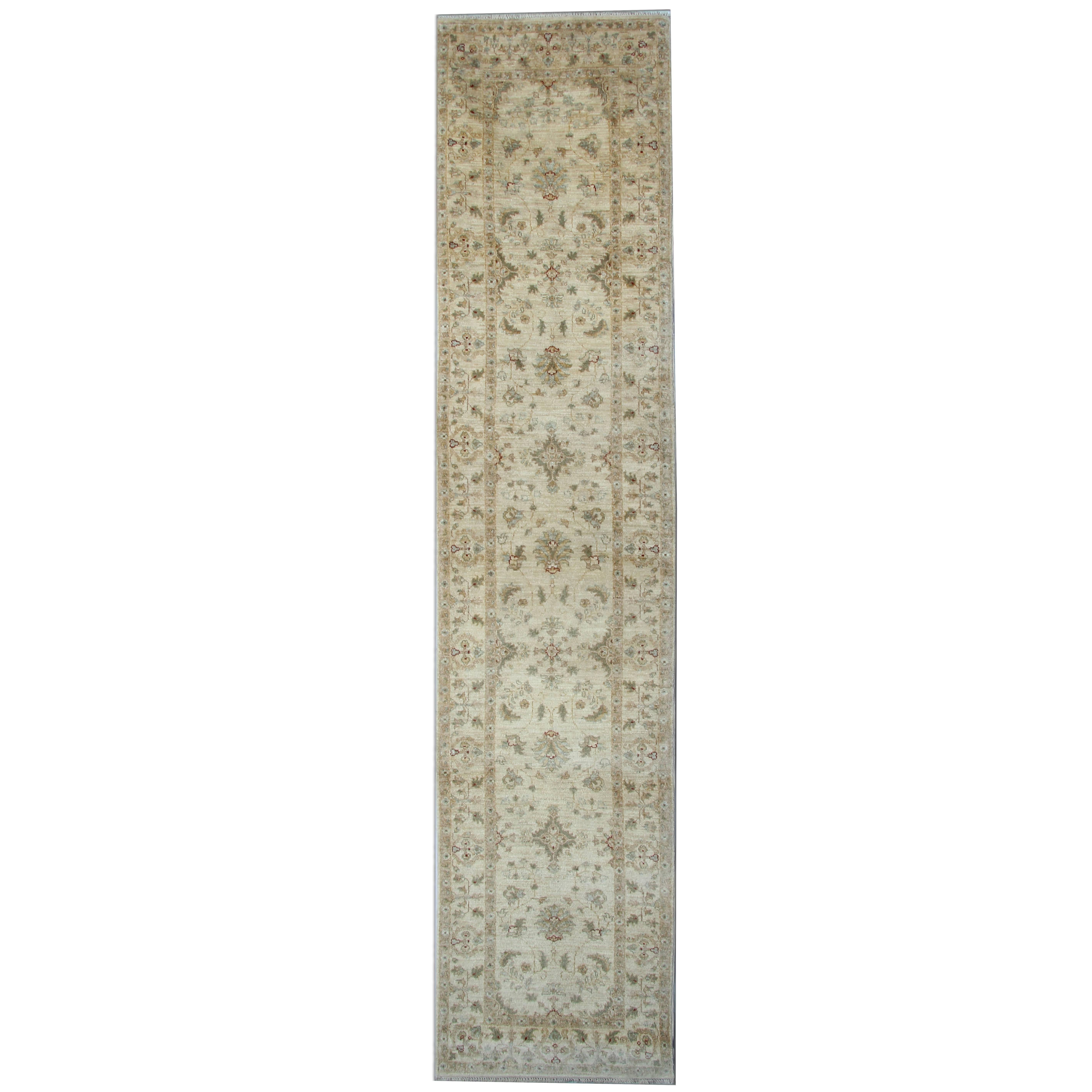 Afghan Rugs, Cream Oriental Rug Runner, Hand Made Carpet for Sale