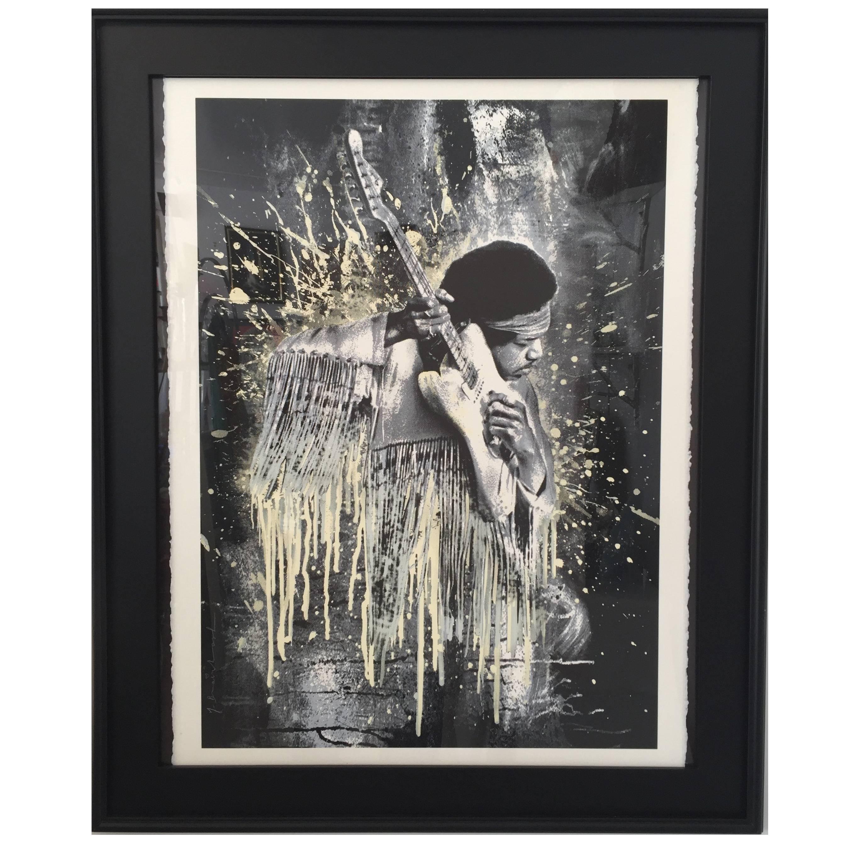 Jimi Hendrix Lithograph Framed by, "Mr. Brainwash", Signed & Numbered