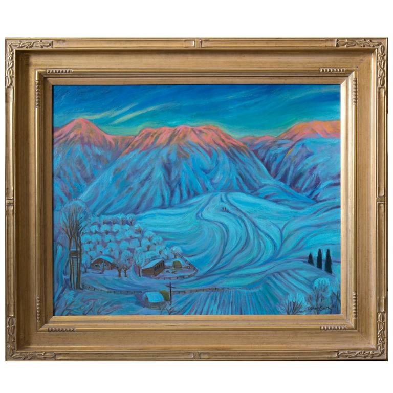 "Sledding Hill" by Utah artist Dennis Smith For Sale at 1stdibs