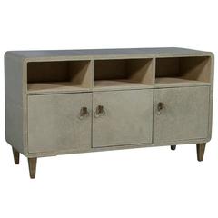 Vintage Pale Sage Distressed Faux Leather Covered Sideboard