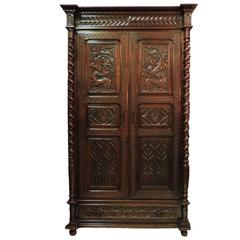 Solid Walnut Gothic Style Armoire