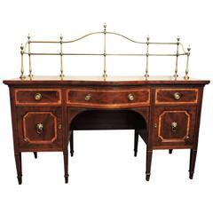Antique Solid Mahogany Sheraton Sideboard with Satinwood Inlay