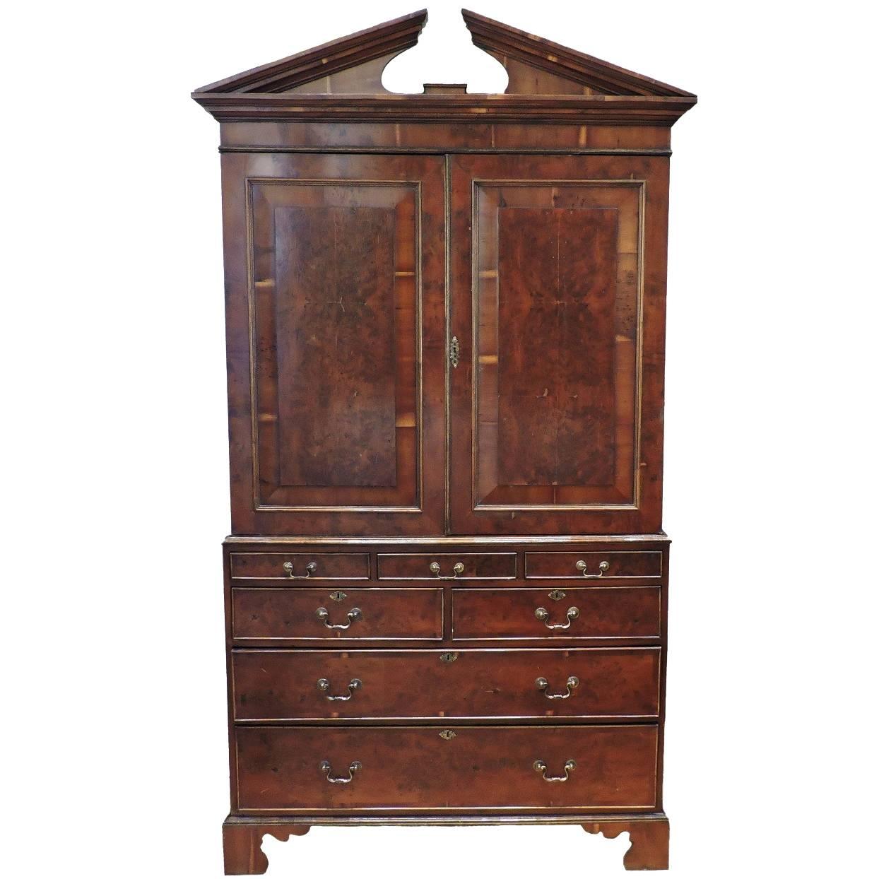 George III Solid Mahogany Linen Press For Sale