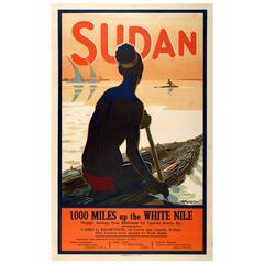 Original Vintage Travel Advertising Poster "Sudan - Weekly White Nile Sailings"
