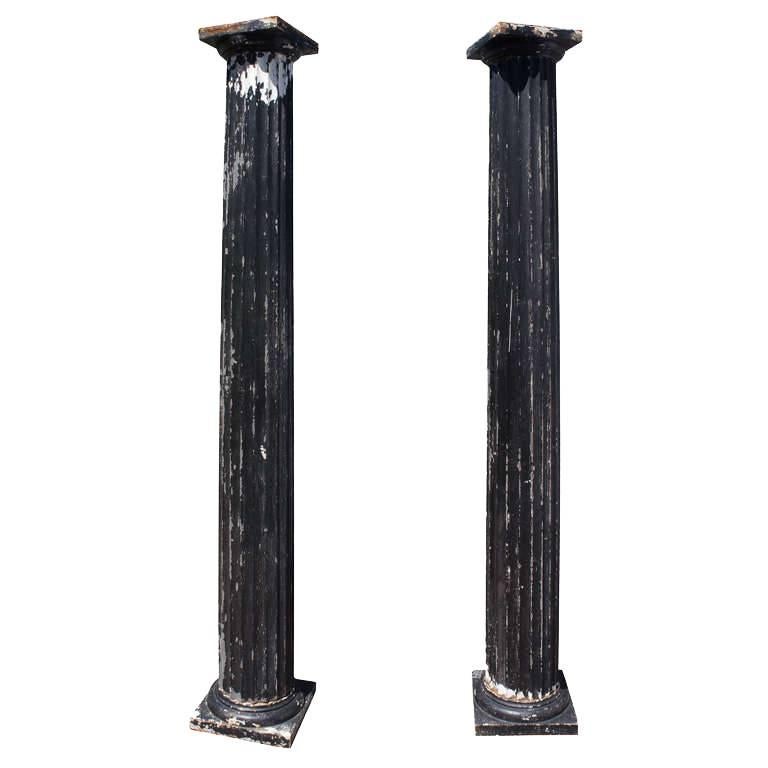 Antique Fluted Columns, Pair