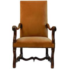 19th Century French Armchair Throne Chair Os de Mouton Louis XIII 