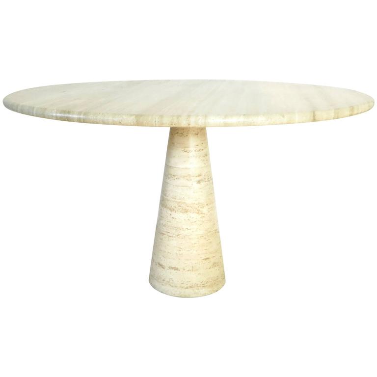 Italian Travertine Round Marble Dining or Center Table at 1stDibs