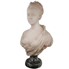 Marble Bust of a Young Woman by Louis Julien, Jules Franceschi