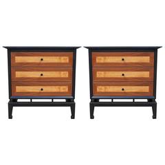 Wonderful Pair of Pagoda Style Nightstands / Chests