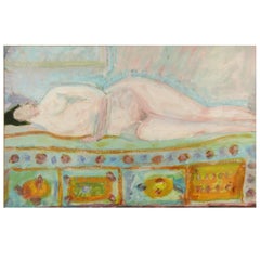 Figural Painting - Resting Blue Nude