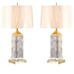 Spectacular Pair of Custom Molten Mercury Glass Skyscraper Lamps
