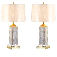 Retro Spectacular Pair of Custom Molten Mercury Glass Skyscraper Lamps