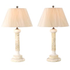 Gorgeous Restored Pair of Retro Tree Form Lamps in Honed Marble