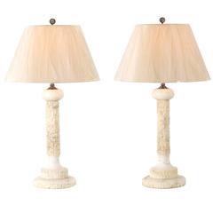 Gorgeous Restored Pair of Vintage Tree Form Lamps in Honed Marble 4