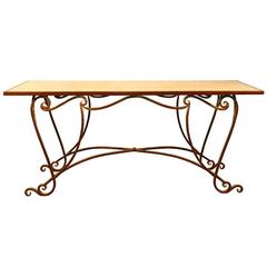 Large Gilt Wrought Iron and Marble Console, 1970 9