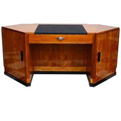 Hexagonal Art Deco Desk Made of Cherry and Mahogany Wood