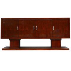 Walnut Art Deco Sideboard with Big Column Feet