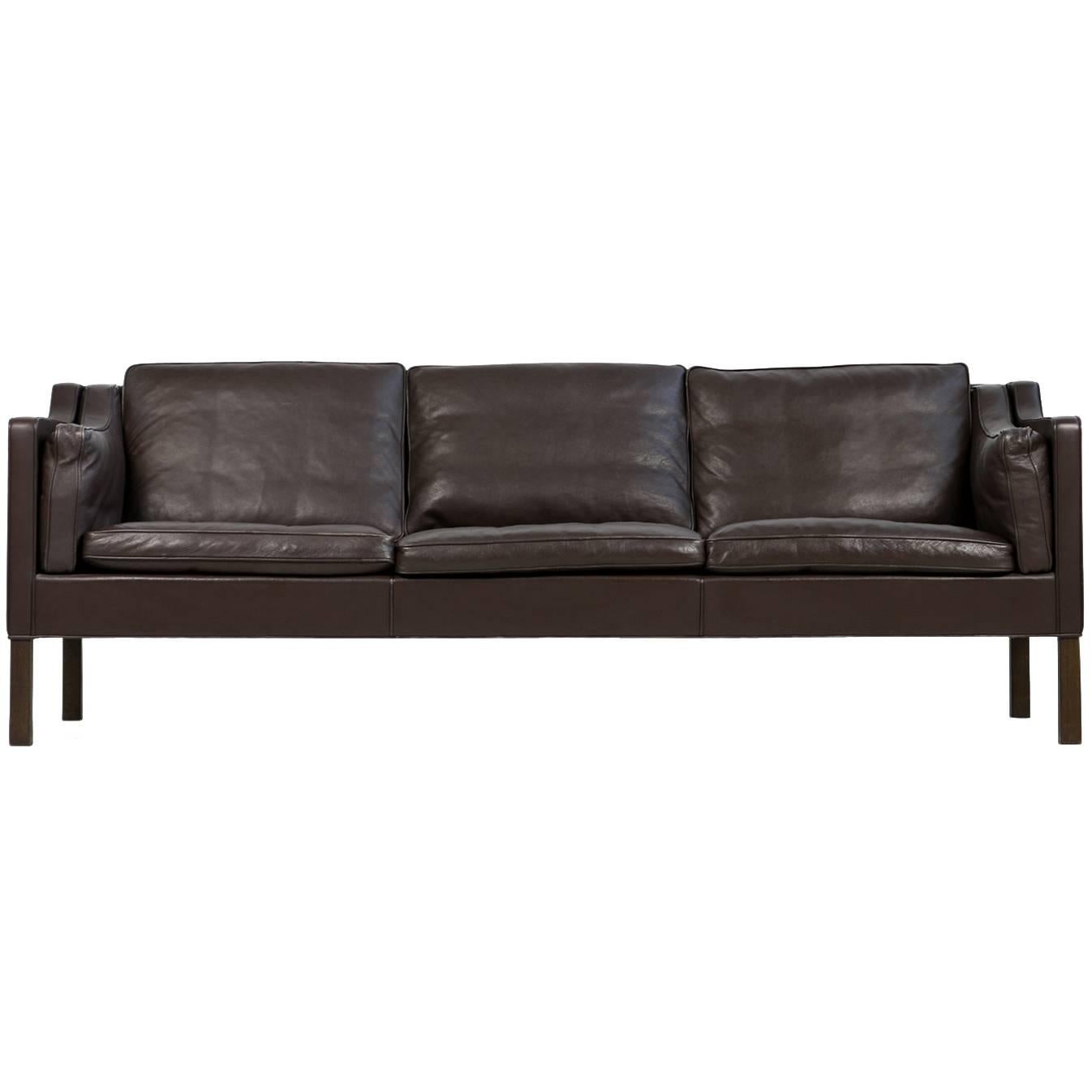 Brown 1960s Borge Mogensen Leather Sofa Mod. 2213 Danish Modern Design