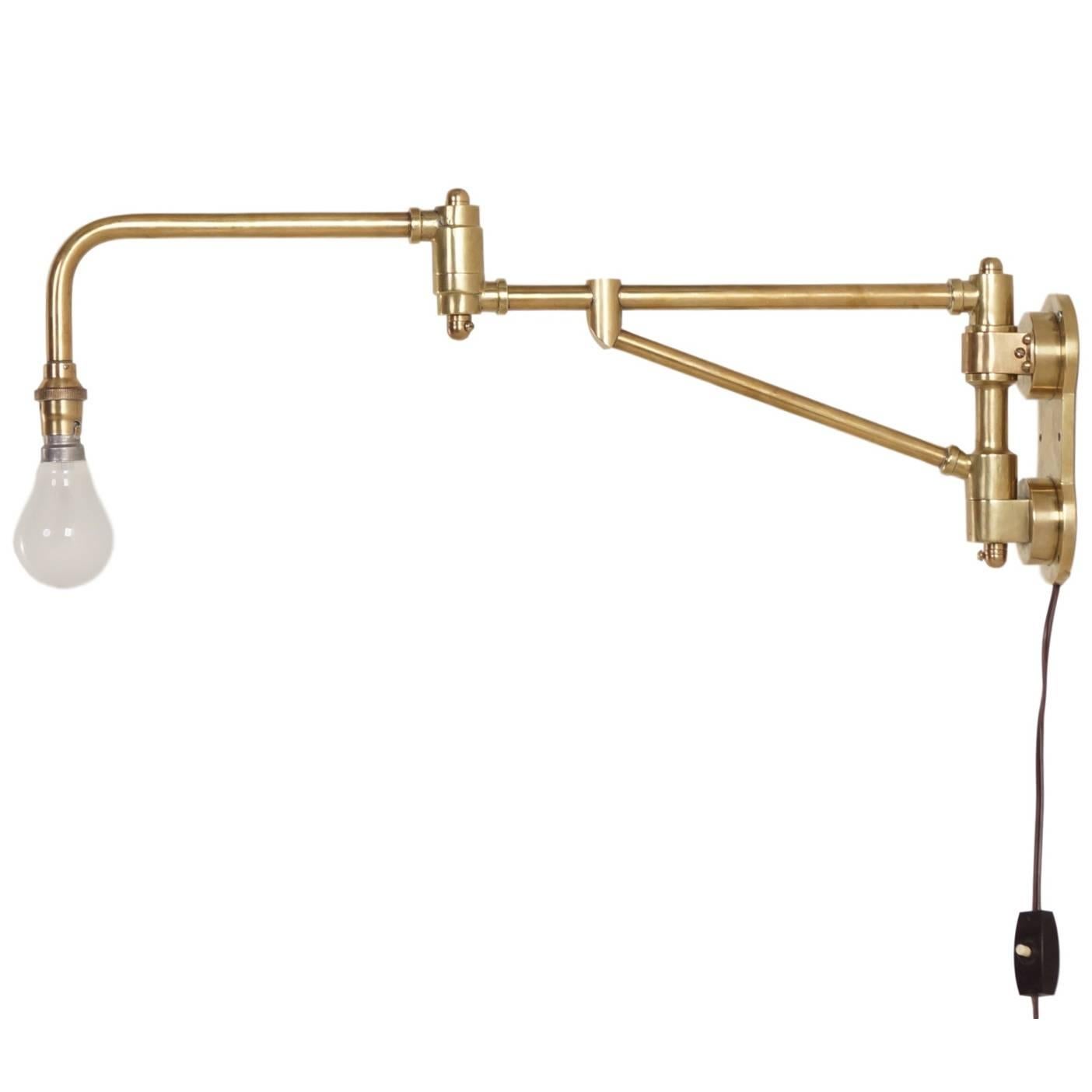 Industrial Brass Machine Workbench Lamp, circa 1930 For Sale