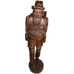 Tall Teak Wood Asian Folk Art Sculpture of Elderly Man 4
