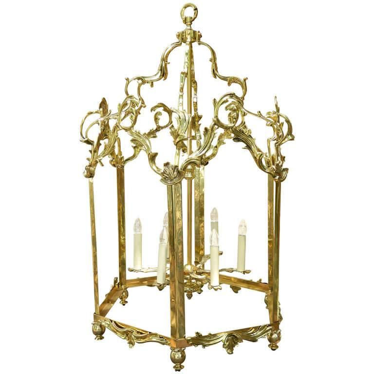 Louis XIV Style Extra Large Brass Lantern, 19th Century For Sale