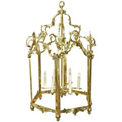 Antique Louis XIV Style Extra Large Brass Lantern, 19th Century