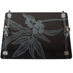 Dorothy Thorpe Glass and Lucite Tray, Signed 3