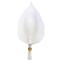 Single 'One' Italian Murano Glass and Brass, Leaf Form Wall Sconce, 1970s-1980s